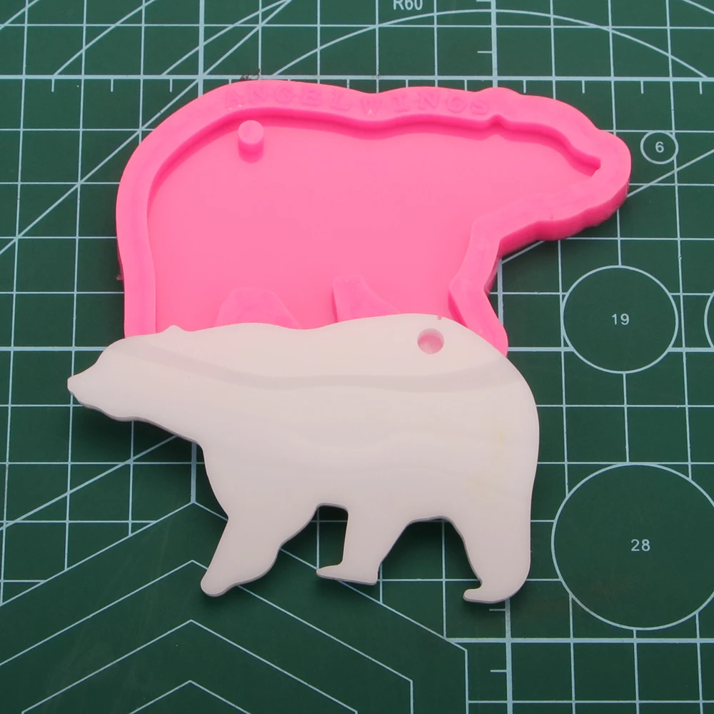 DIY Shiny Silicone key ring mold Silicone Mother bear baby bear Mold for Key Chain DY0049
