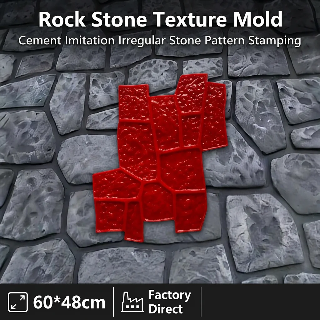 60x48cm Antique Cultural Stone Texture Embossing Cement Imitation Mold for Exterior Walls - Seal Design