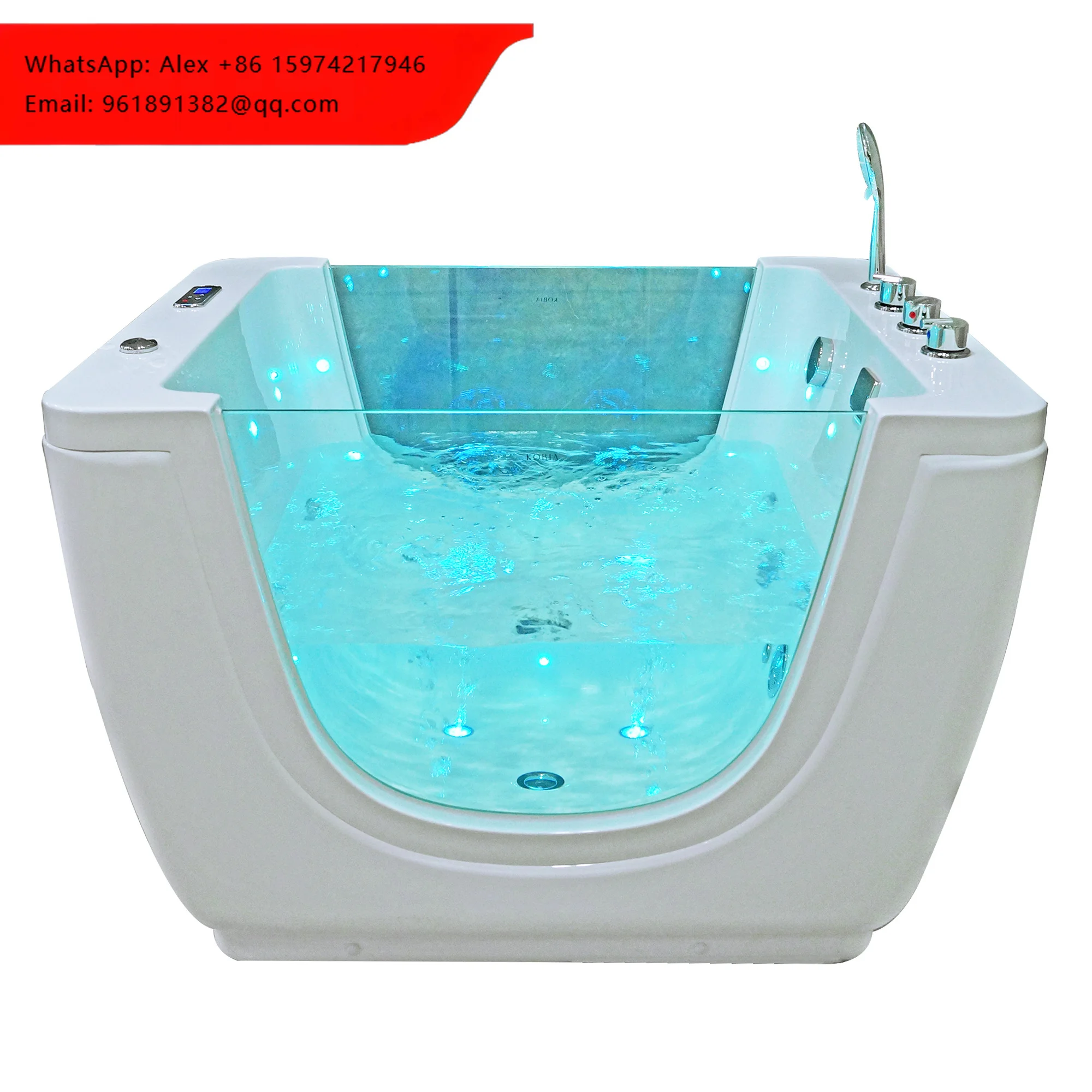 Ozone Thermostatic Free-standing Acrylic Modern Design Baby Spa Bath Tub Drainer Indoor Float Whirlpool LED Massage Bathroom