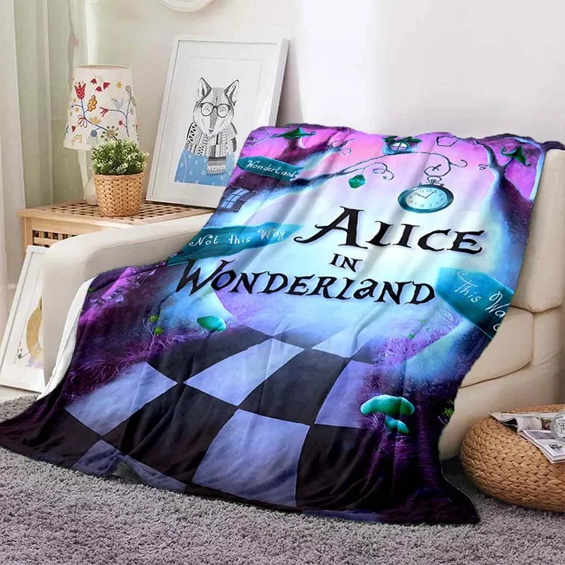 Alice in Wonderland Blanket Soft Fluffy Children Throw Adults Sofa Plush Summer Quilt Girl Bedspread Throw Blanket for Sofa Bed