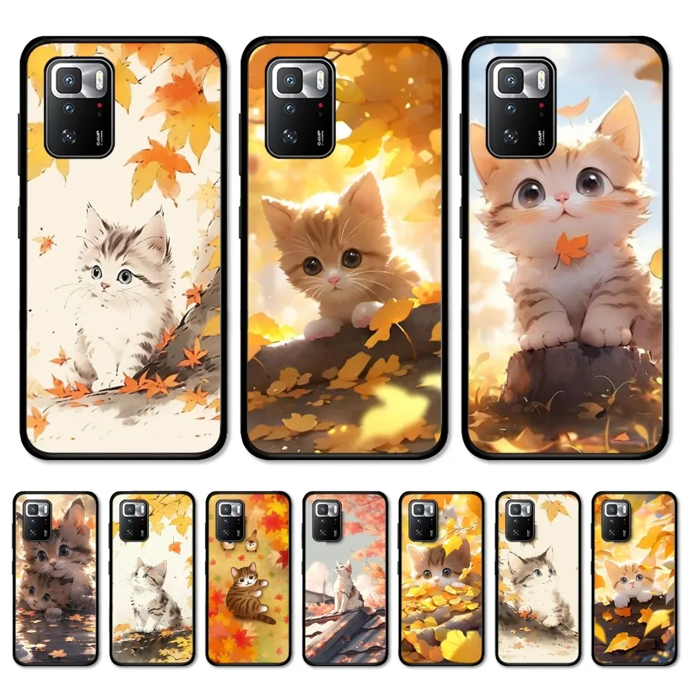 Autumn cat Phone Case For Redmi Note 4 X 5 A 6 7 8 T 9 9S 10 11 11S 11Epro Poco M3 pro