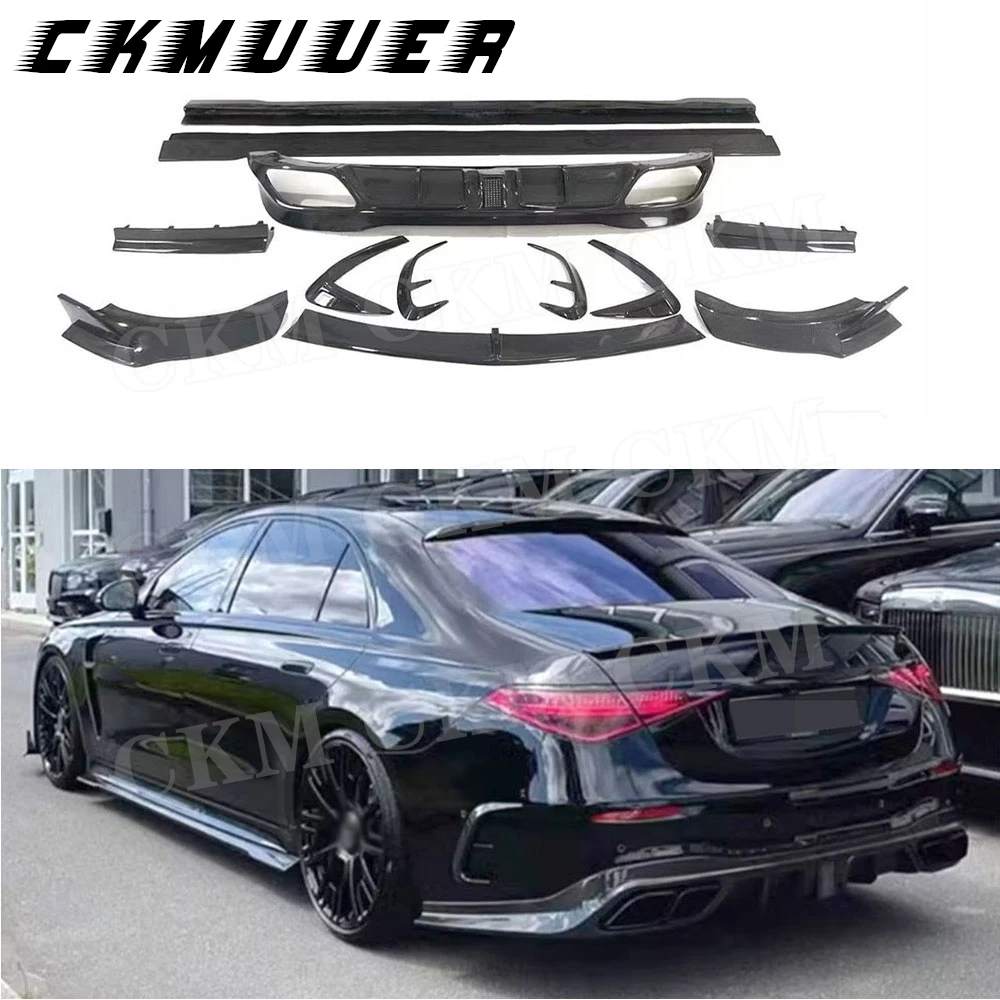 

Передний бампер из углеродного волокна, спойлер, задний диффузор, боковые юбки, комплекты кузова из FRP для Benz S Class W223 S450 S500 Sport 2021-2023