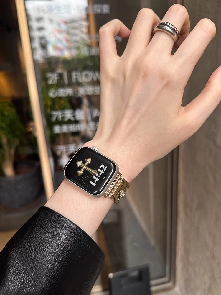 Glossy Metal Band For Apple Watch Ultra 10 9 8 7 6 5 4 Woman Diamond Bracelet Strap For iWatch 38 40mm 41mm 42mm 45mm 46mm 49mm