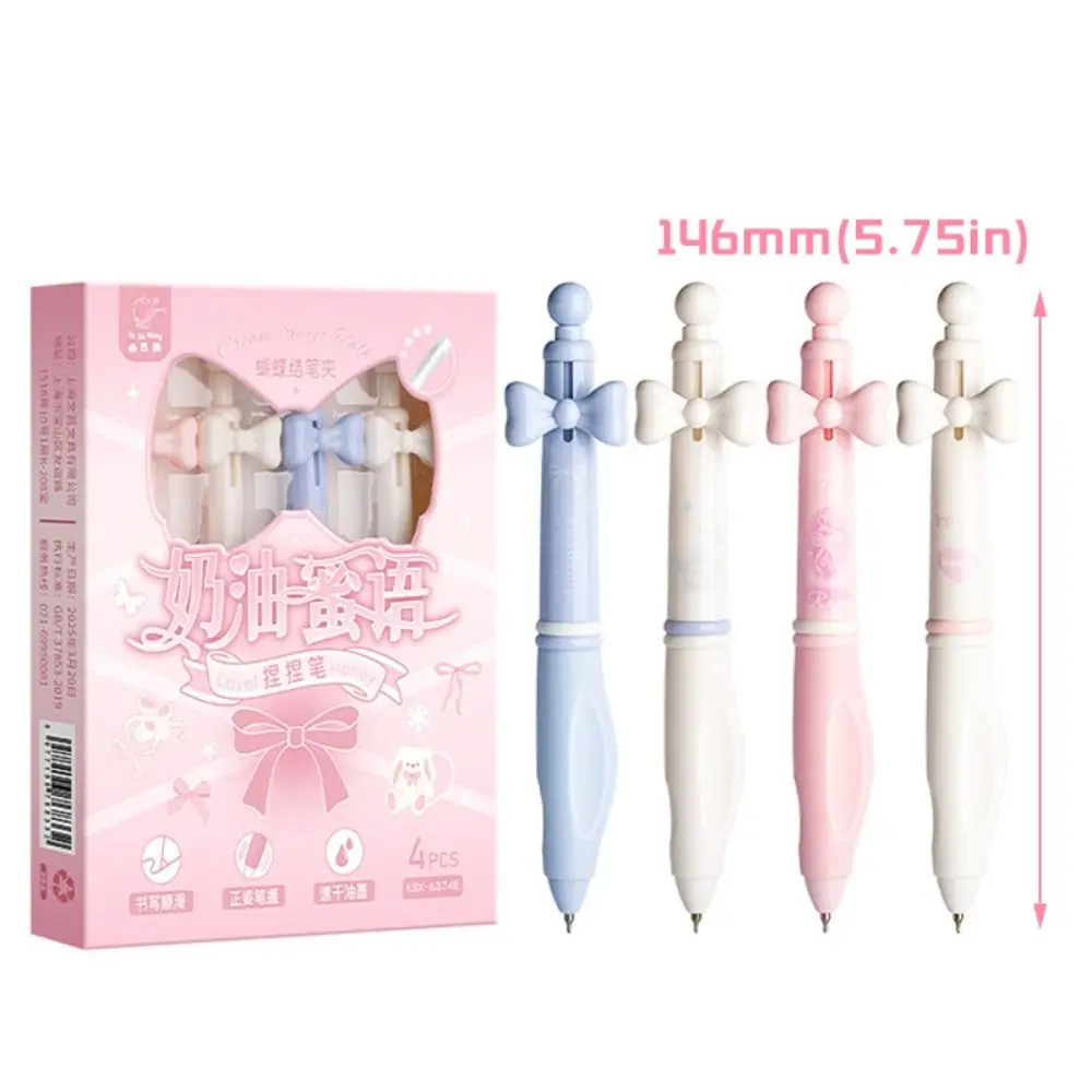 4PCS New 0.5mm Black Ink Gel Pen Quick Drying 3D Patch Decor Neutral Pen CS Tip Office Signature Pen Students