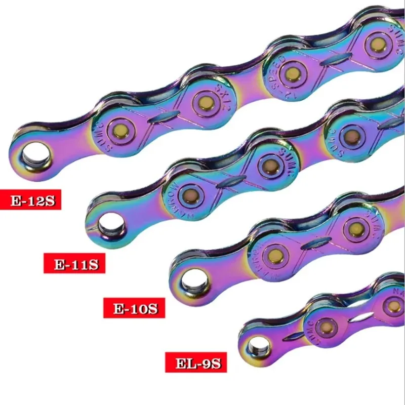 Color gold-plated semi-hollow mountain road bike chain 9-12 speed