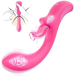 Powerful Clitoral Licking Dildo Vibrator Female Clitoris Stimulator U Shape G Spot Vagina Massager Adult Sex Toys for Women