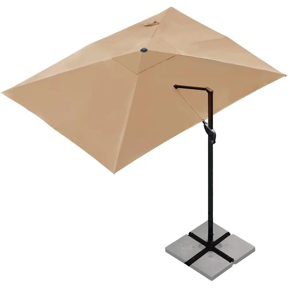 10x13ft Deluxe Cantilever Patio Umbrella with 360° Rotation and Integrated Lighting, Ideal for Garden, Deck, Pool, and Backyard