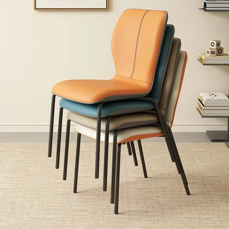 Light Luxury Modern Home Dining Chair with Island Backrest Simple Design Solid Construction Stackable Space-Saving for Hotel Use