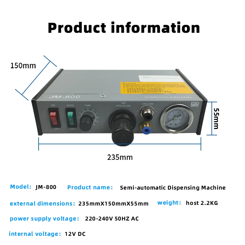 [JM-800] Semi-Auto Dual Valve Dispensing Controller for Double Output Glue Potting Machine High Precision Pneumatic System