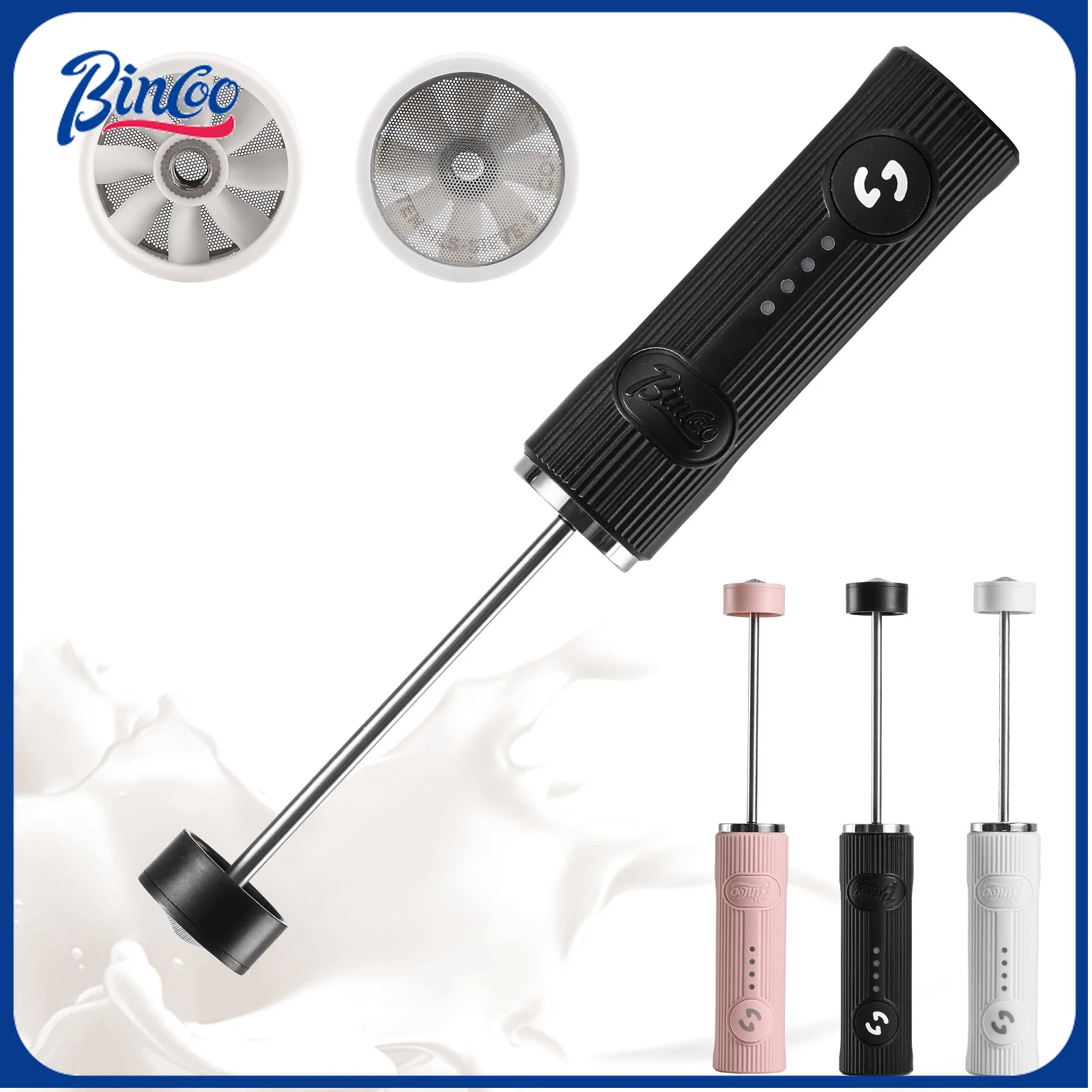 BINCOO Electric Coffee Frother USB Rechargeable 2 Speeds Foam Maker Wireless Handheld Egg Beater Milk Whisk Mixer Cooking Tools