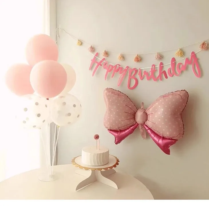 Script Light Purple Happy Birthday Flag Baby Shower Pink Artistic Garland Gold Silver Banner Bacdrops Decoration