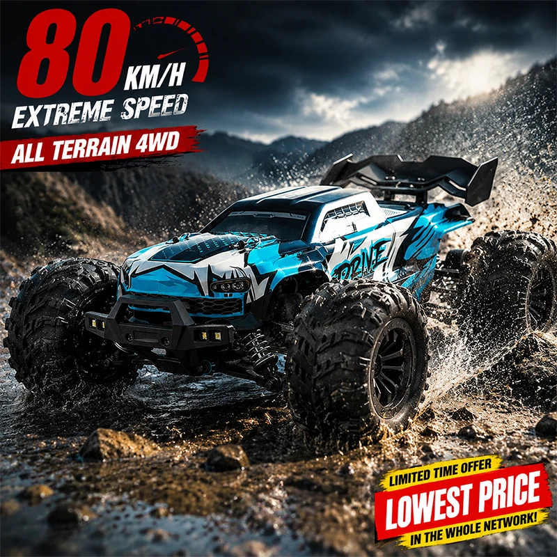 4WD 1:16 50-80KM/H RC Car With LED Remote Control Cars High Speed Drift Monster 4x4 Truck for Kids VS 144001 Toys