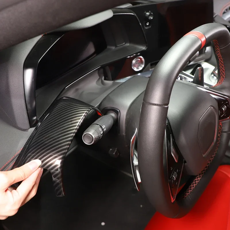 

For Chevrolet Corvette C8 Z51 Z06 2020-23 ABS Carbon Fiber Car Steering Wheel Wiper Base Top Cover Trim Sticker Car Accessories