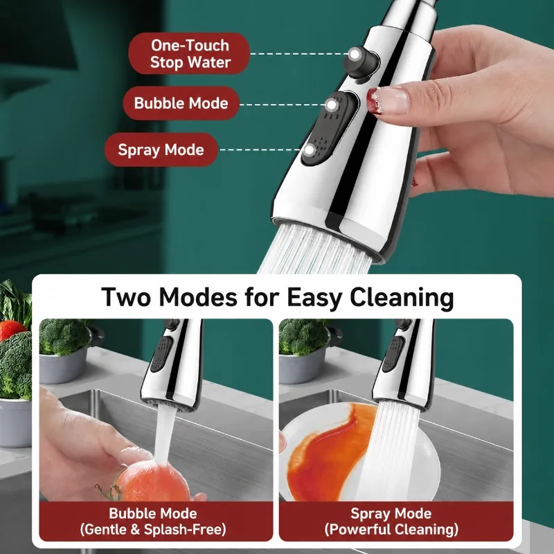 Pull‑Out Faucet Replacement Head Accessory Special for Kitchen Sink Retractable Extension Outlet Nozzle Flexible Water Spout Fit