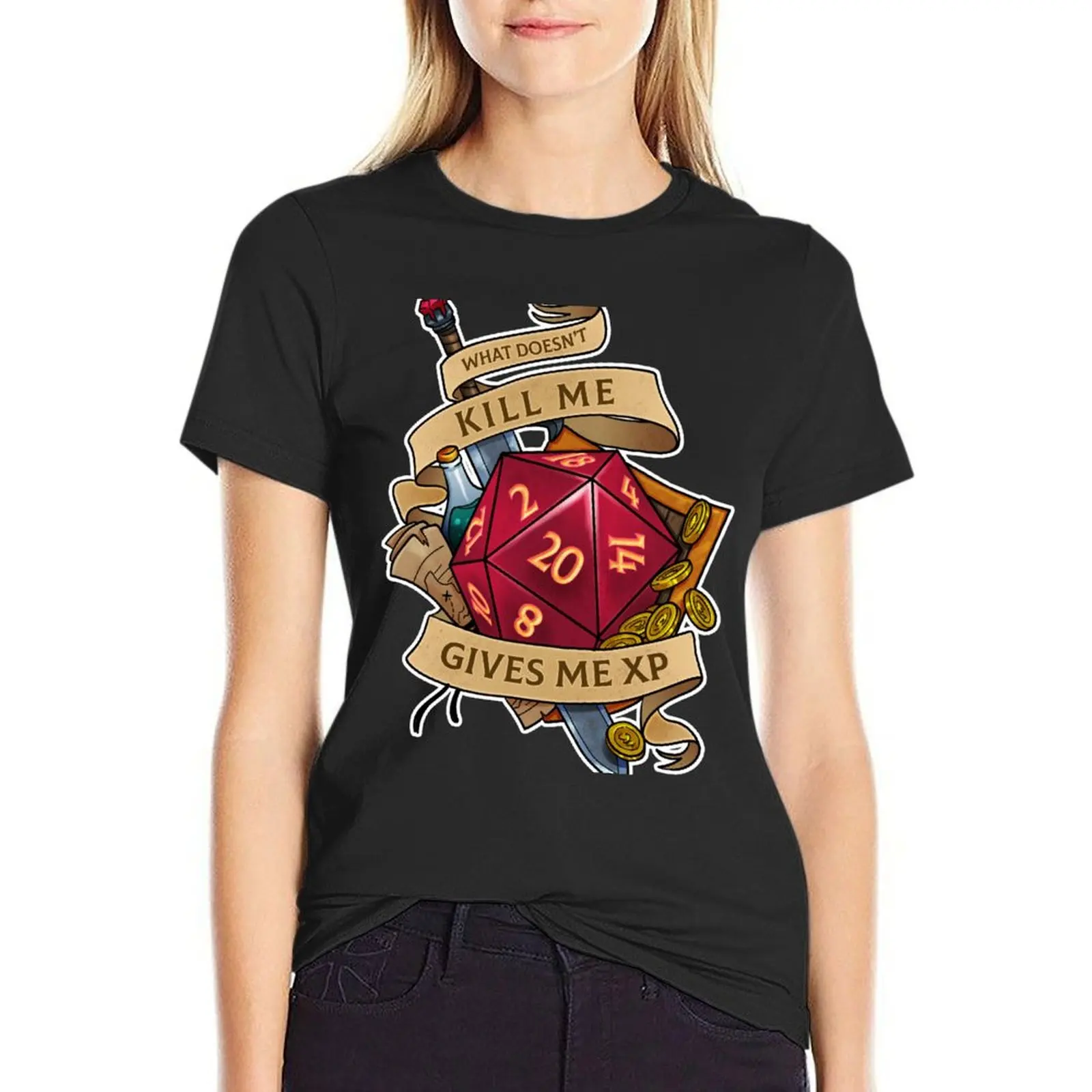 

what doesn't kill me T-Shirt blacks vintage clothes Blouse workout shirts for Women loose fit