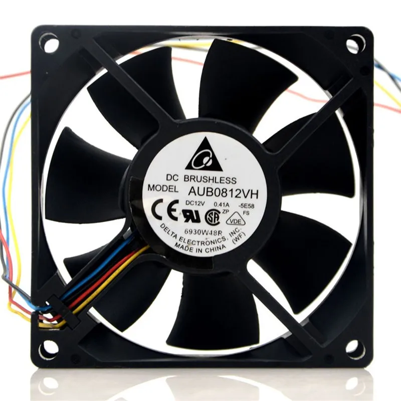 พัดลม cpucooling AUB0812VH 80*80*25มม. 12V 0.41A 8ซม. 4สายตัวพาวเวอร์ซัพพลายดั้งเดิม