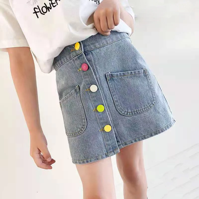 Children Girls Denim Skirt Summer Baby Cowboy Short Skirts New Kids Clothes Girls 4 To 12 Cute Skirt