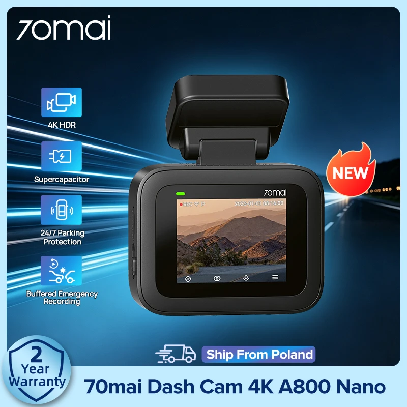 【Neu】70Mai Dashcam 4K A800 Nano Frontkamera F/1.55 Sprachsteuerung Superkondensator 24H Parkmodus G-Sensor 70mai A800 Nano