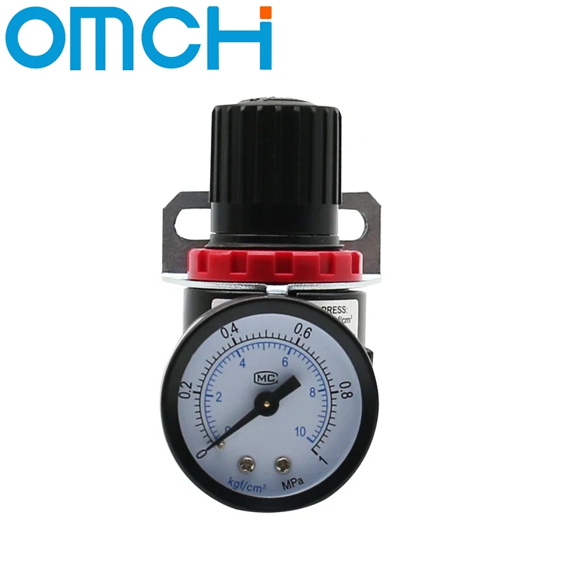 AR2000 G1/4'' Black Air Control Compressor Pressure Relief Regulator Valve with Fitting Gauge and Bracket