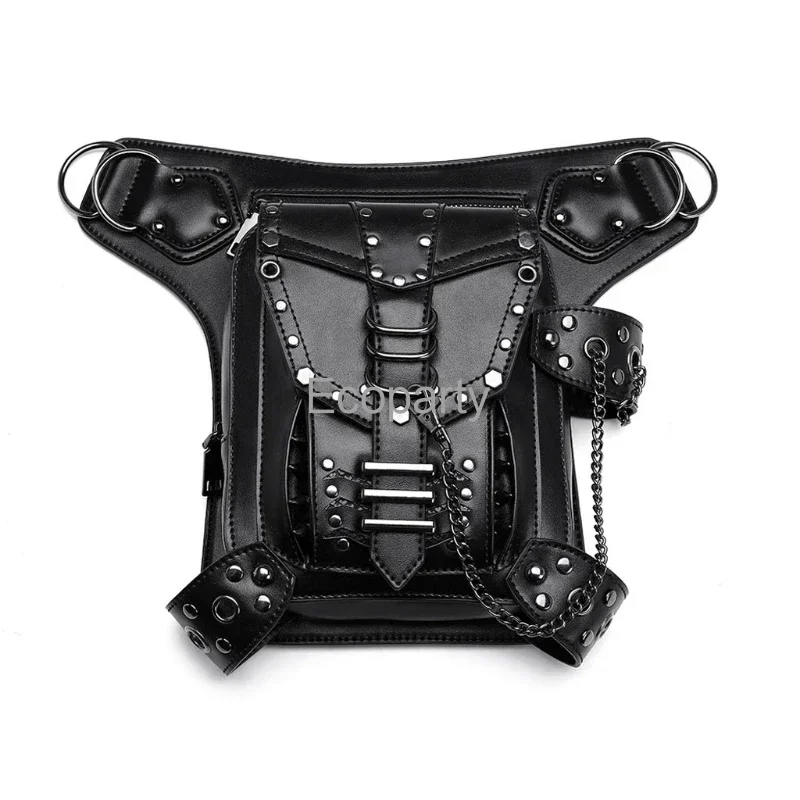 

new Women Waist Bag Gothic Fanny Packs Motorcycle Hip Drop Leg Bags Steampunk Holster Shoulder Bag Men PU Leather Crossbody Bags