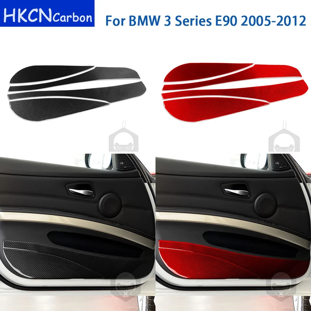 

For BMW 3 Series E90 2005-2012 Accessories Real Soft Carbon Fiber Car Interior Front Door Anti-kick Panel Cover Trim Sticker