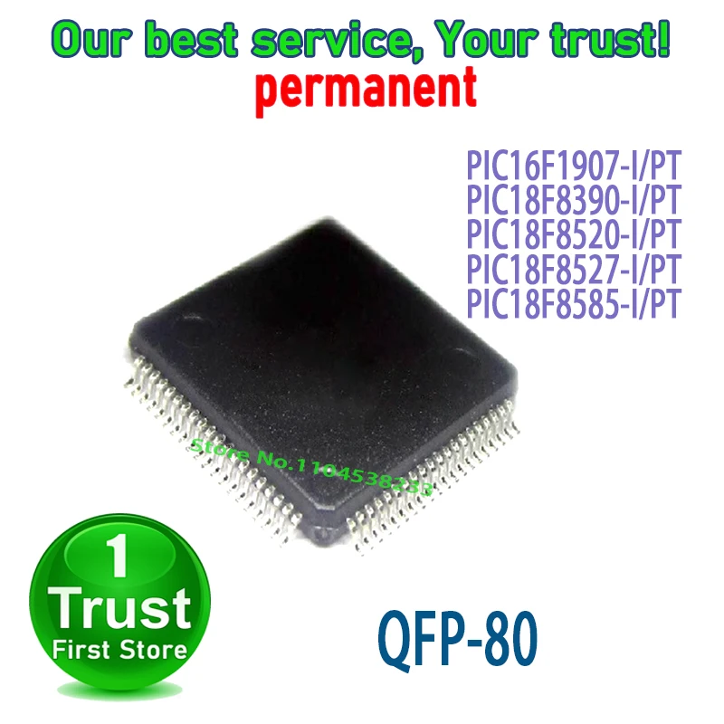 1PCS/LOT PIC16F1907-I/PT PIC18F8390-I/PT PIC18F8520-I/PT PIC18F8527-I/PT PIC18F8585-I/PT QFP80 NEW and Original in Stock