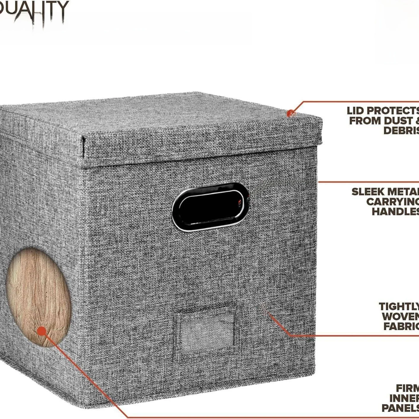 Home Use Cotton Linen Fabric Storage Box Stackable Recordings of Black Vinyl Discs Organizer Box Small Size Japanese Style