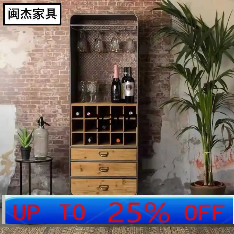

LTT retro solid wood industrial wine cabinet storage goblet upside down household wine rack