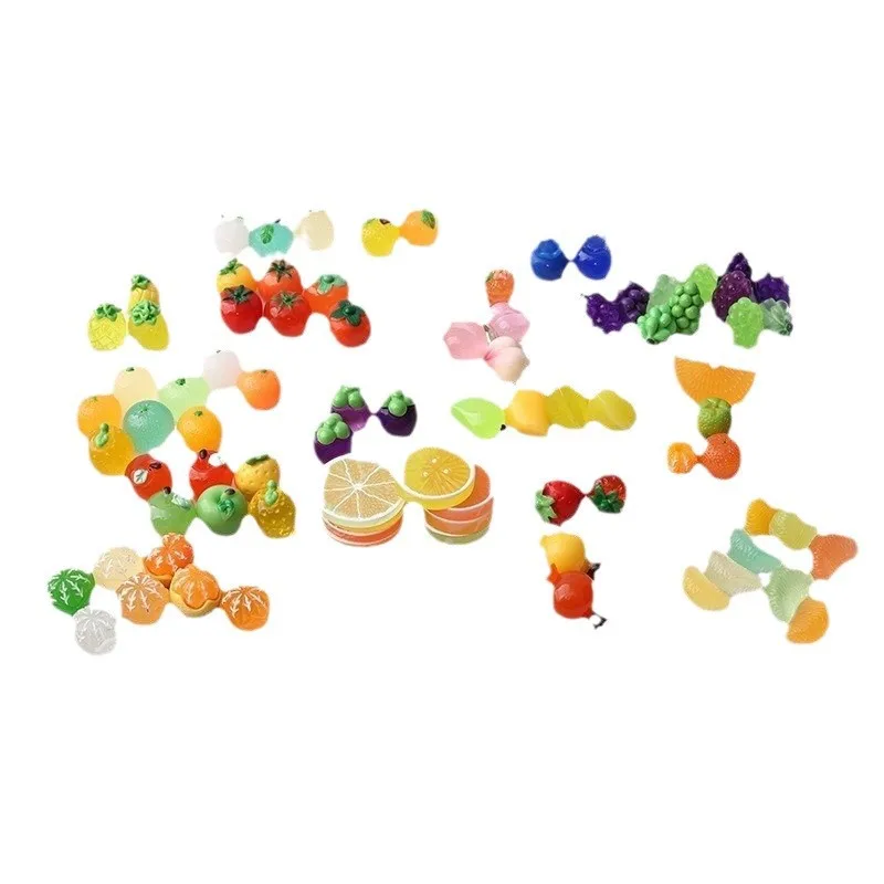 10 Uds fruta en miniatura Micro paisaje pequeña fruta de resina Diorama para jardines de hadas decoración de escritorio DIY accesorios hechos a mano juguetes para niños
