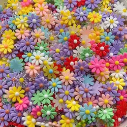 50pcs Handmade Sunflower and Daisy Charms for DIY Jewelry Making - 17x22mm Pendant Findings for Earrings and Necklaces