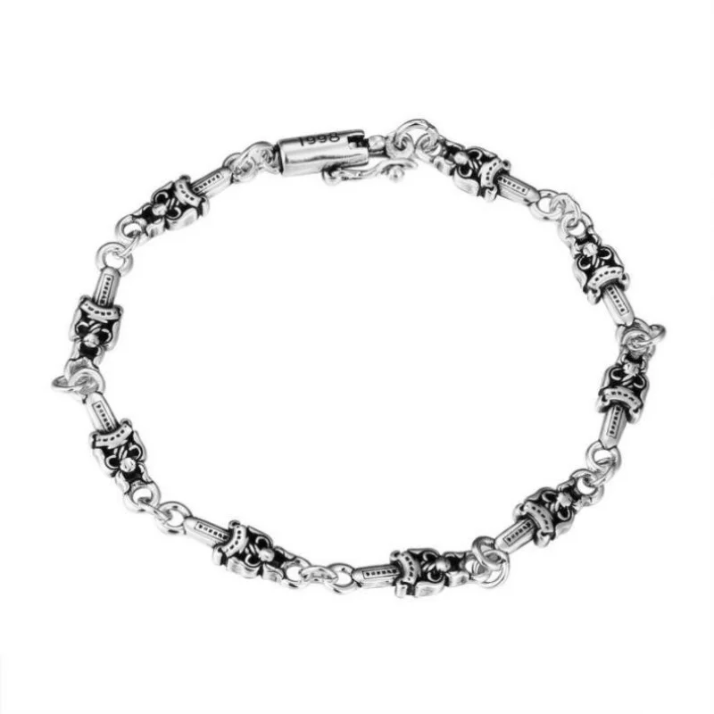 

Vintage-Inspired Silver-Tone Bracelet with Ornate Filigree Links & "1996" Accent