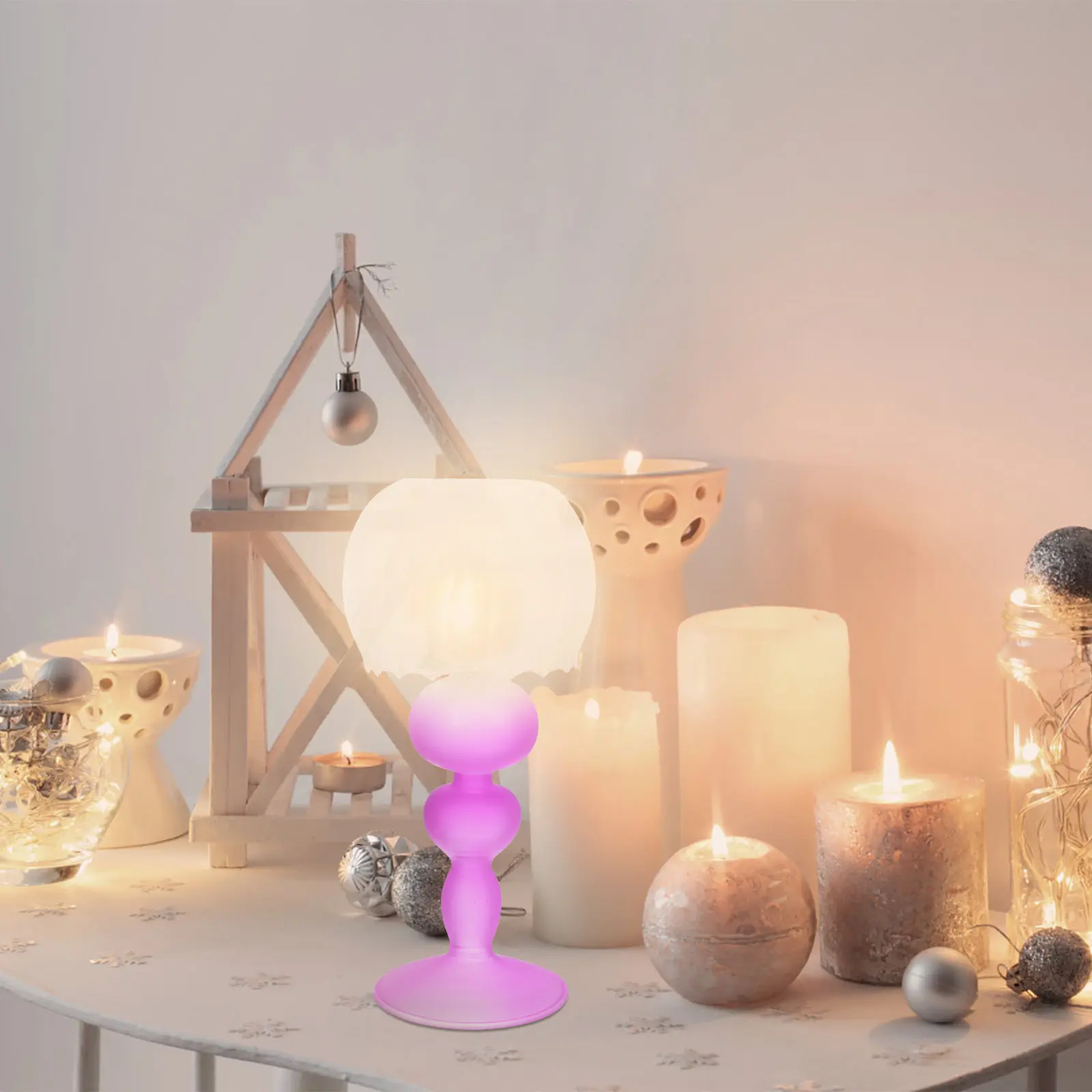 Matte Glass Candlestick Holder Reusable Wedding Stand Desktop Candleholder Vintage Decor Creative Storage Rack