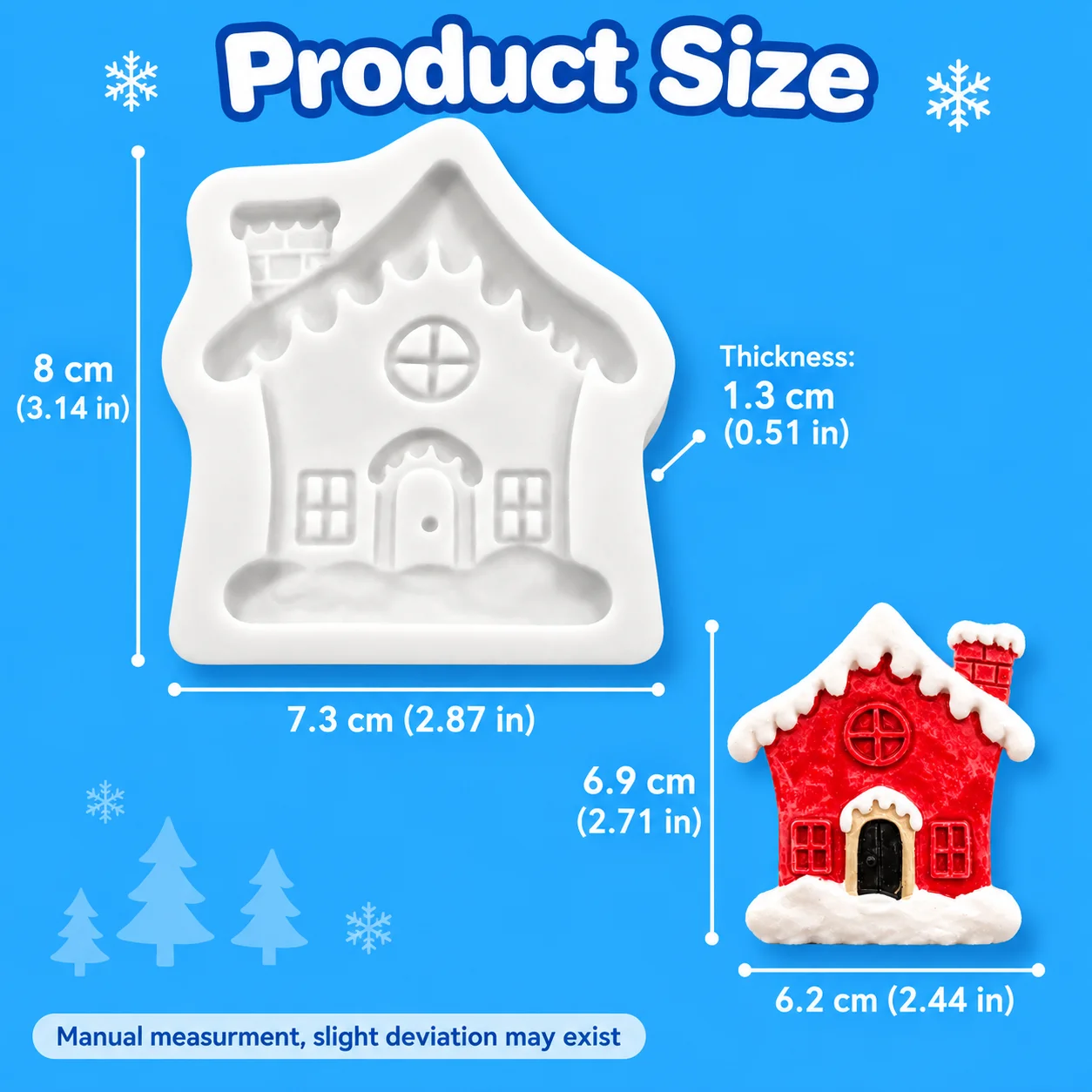 Christmas House Silicone Mold Food Grade Easy Release Reusable for Candle Soap Resin Cake Decorating DIY Chocolate Fondant Mould