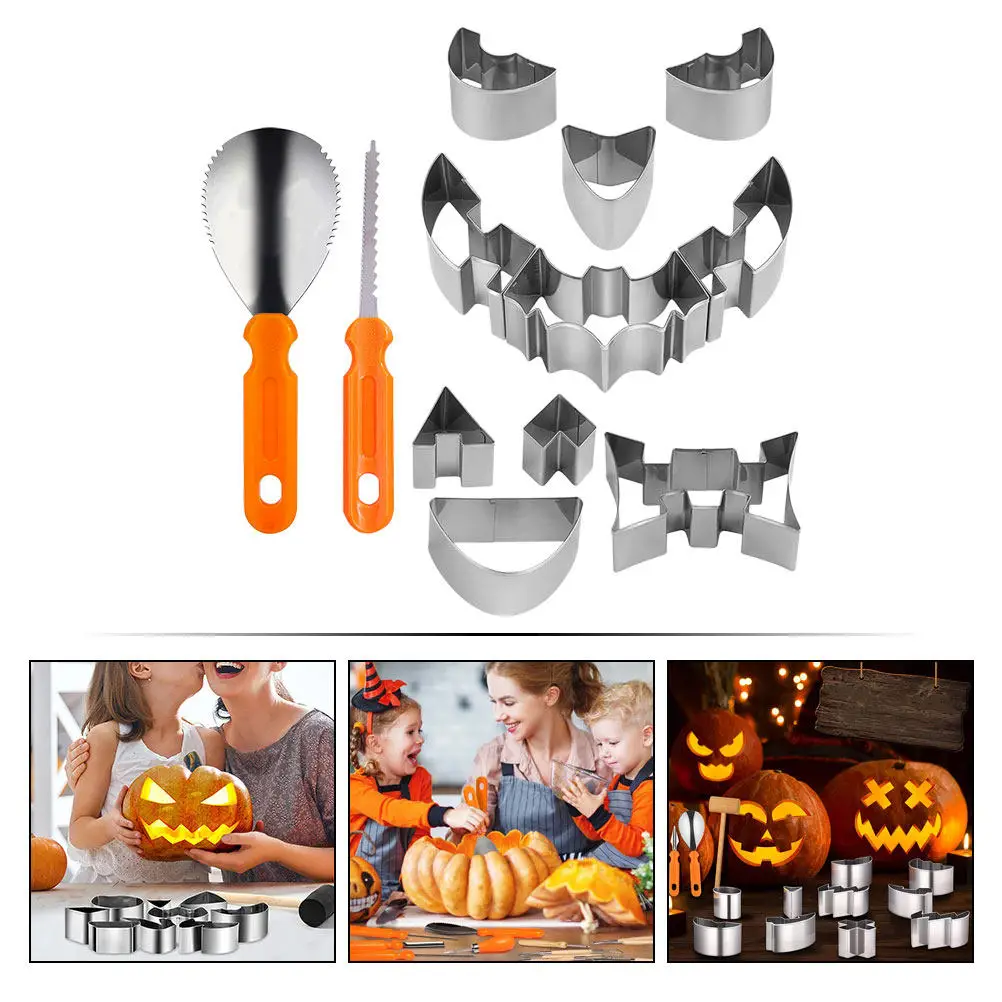 Halloween Pumpkin Making Tools Accessories Sculpting Kit Drawing Stencils Templates