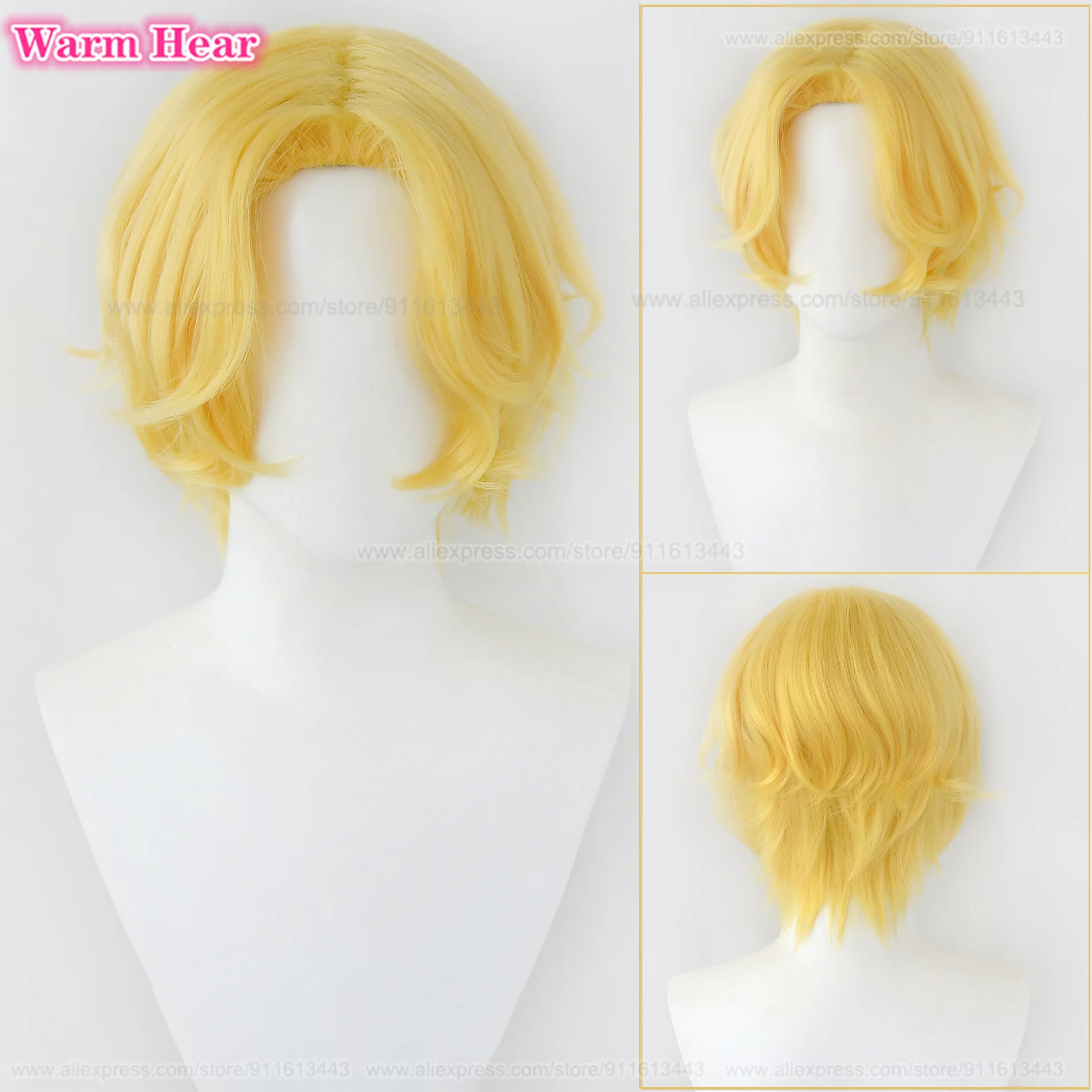 Anime Sabo Cosplay Short Gloden Curly Sabo parrucche Cosplay resistente al calore capelli sintetici Halloween Party parrucche Anime + parrucca Cap