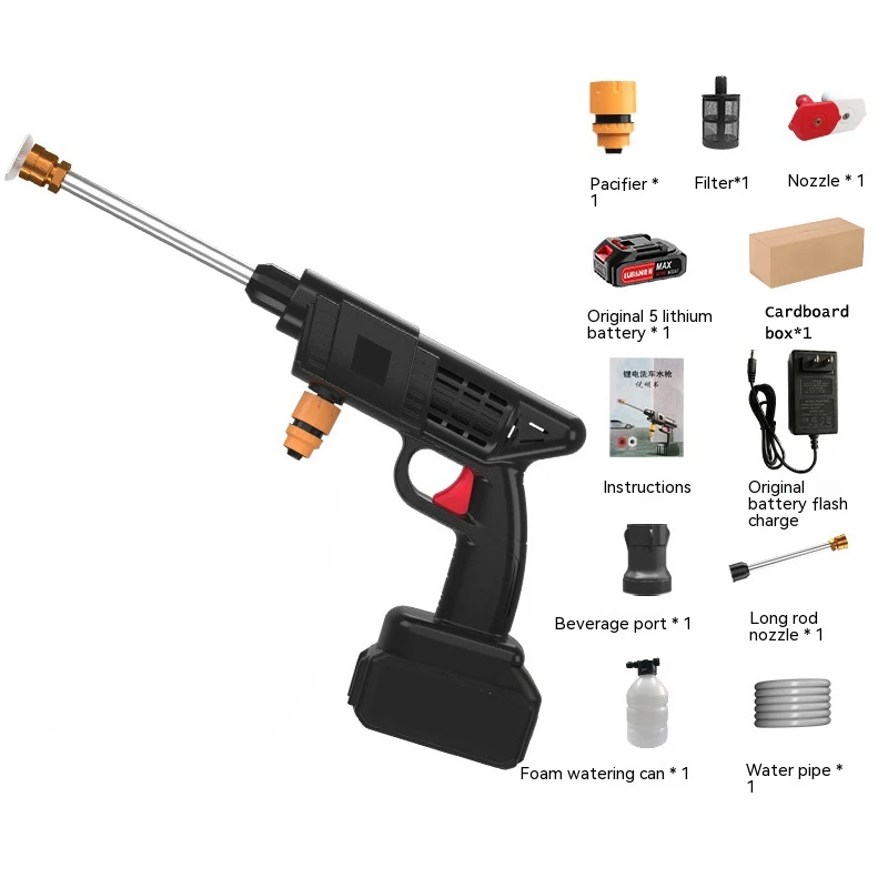 เครื่องฉีดน้ำแรงดันสูงแบบพกพาไร้สายคุณภาพสูง ชาร์จไฟได้ พร้อมแบตเตอรี่หนึ่งก้อน