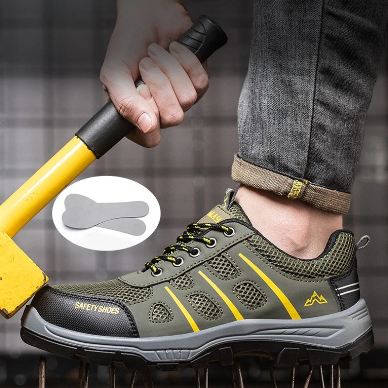 

Мужские противопрокольные износостойкие кроссовки со стальным носком, рабочая обувь, уличные мужские противоскользящие дышащие защитные ботинки, большие размеры 47