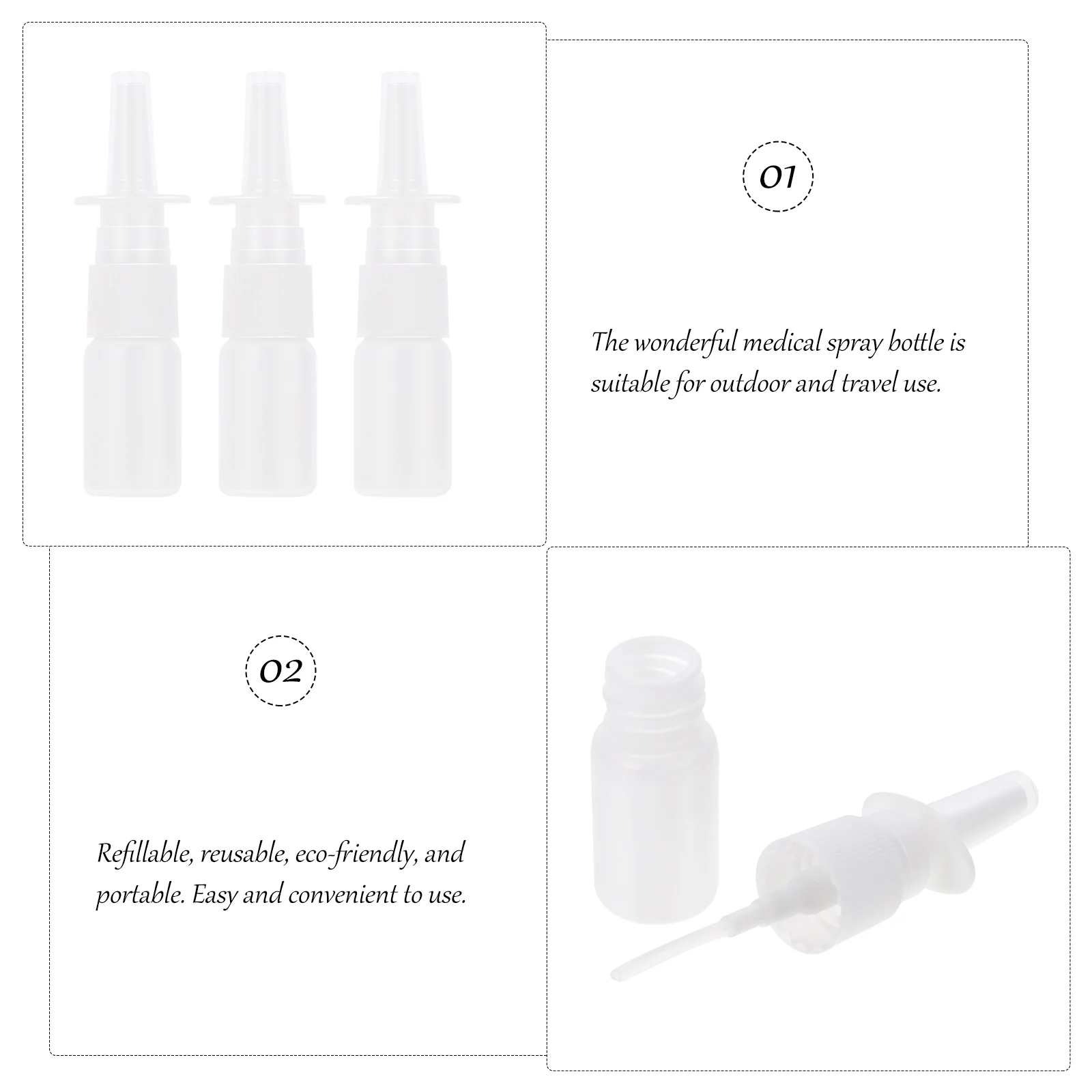 20 Pcs Spray Bottle Refillable Small Nasal Water Outdoor Fine Mist White Medical