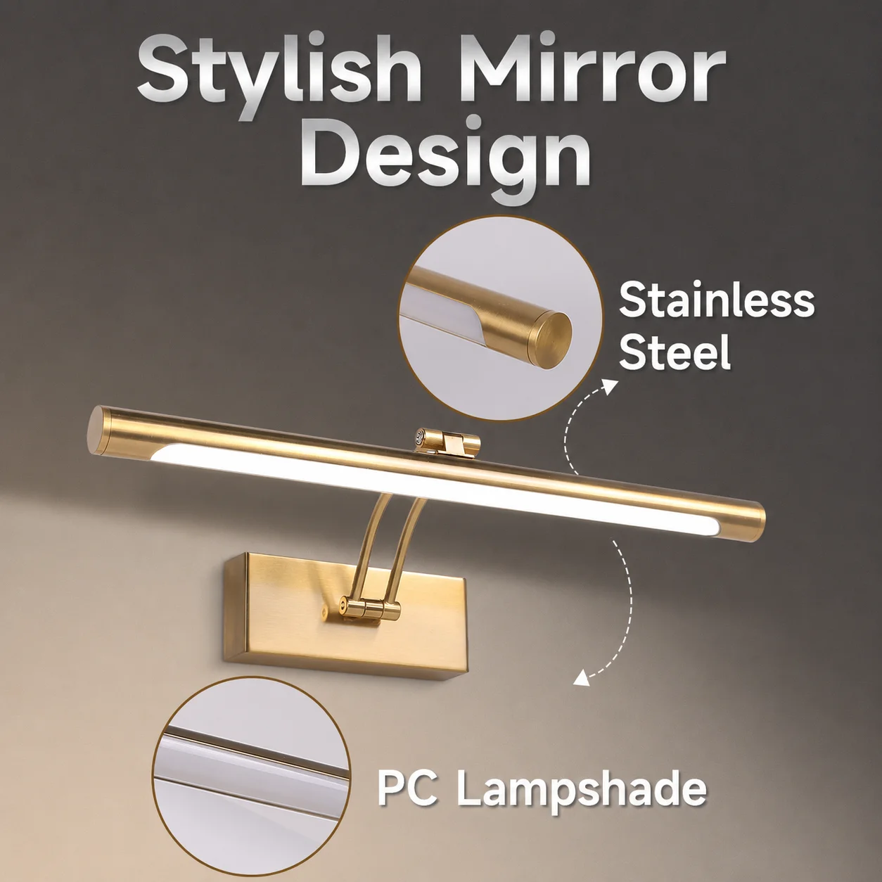 Spiegelbeleuchtung USB-Schminktischleuchte 3 Farben in 1 Lampe Dimmbare Spiegelschrankbeleuchtung für Wohnzimmer Küche Badezimmer Schlafzimmer Modern