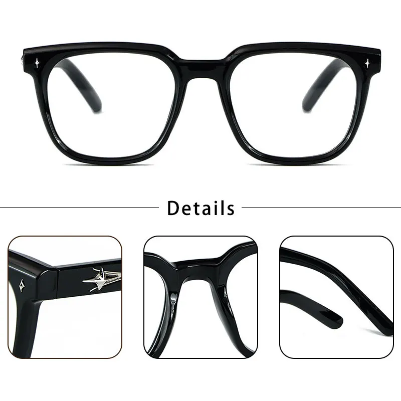 HBK New Square Fashion Glasses Frames Men Brand Design TR90 Big Optical Frames Eyewear Women Business Reading Transparent Lens