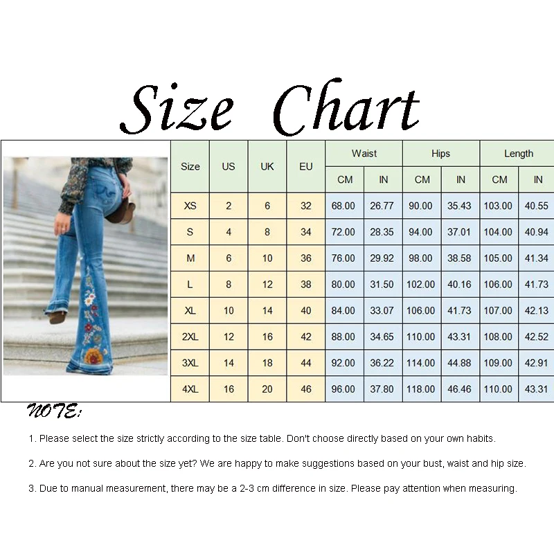 2022 Summer Embroidered Denim Trousers Bell Bottom Pants Ventilation High Street Casual Blue Wide Legged Women Elasticity Pant