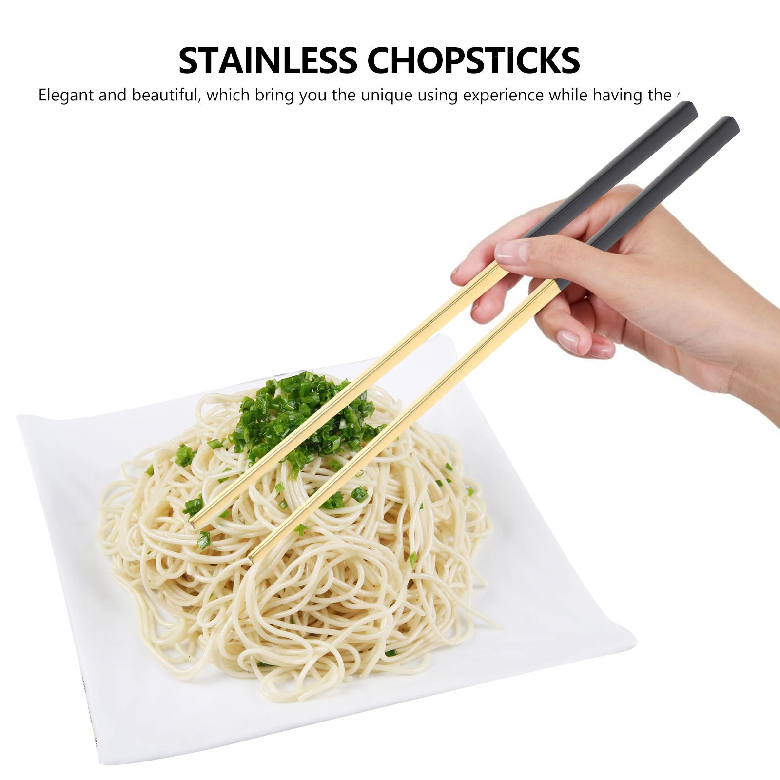 

23Cm Stainless Steel Chopsticks Anti-Slip Square Design Ultra Lightweight Brushed Polished Family Fine Dining