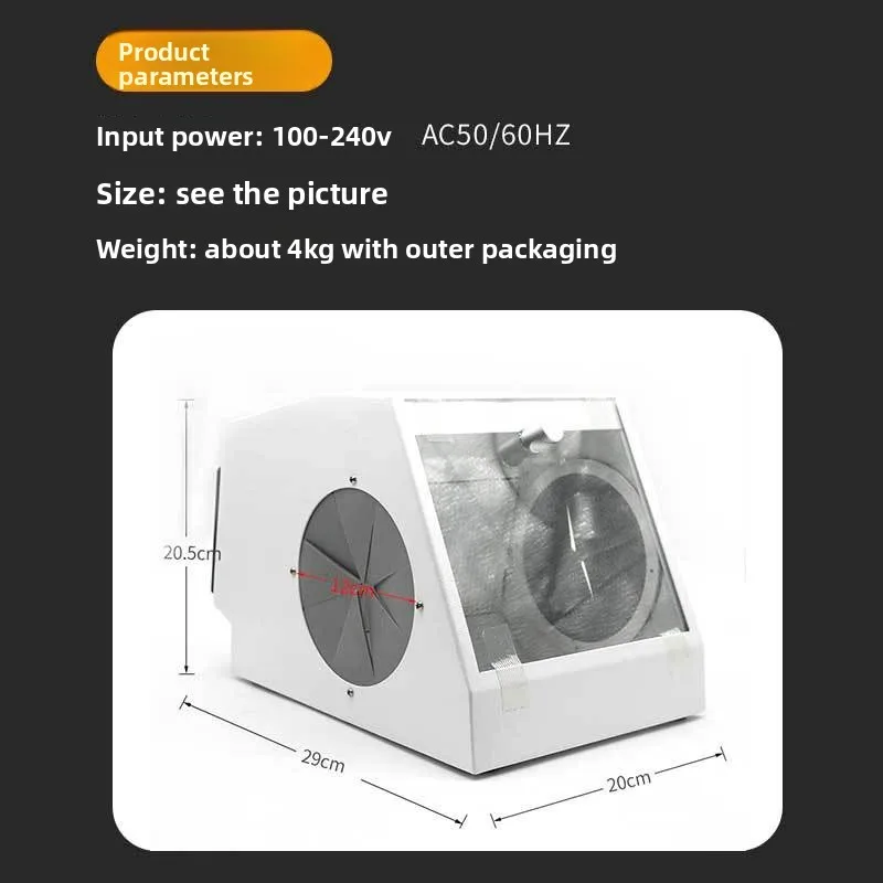 

Dental Sandblasting Dustproof Box Dust Collection Cabinet for Dental Lab, with LED Lighting High Transparency Tempered Glass
