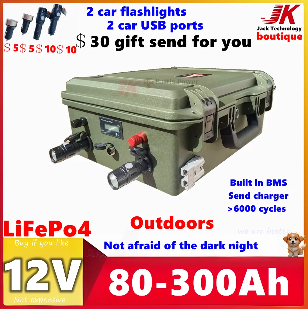 

JK 12V 80Ah Lifepo4 100Ah 150Ah 200Ah 250Ah 280Ah 300Ah Li Iron Phosphate Battery for RV,inverter,propeller Solar Energy Storage