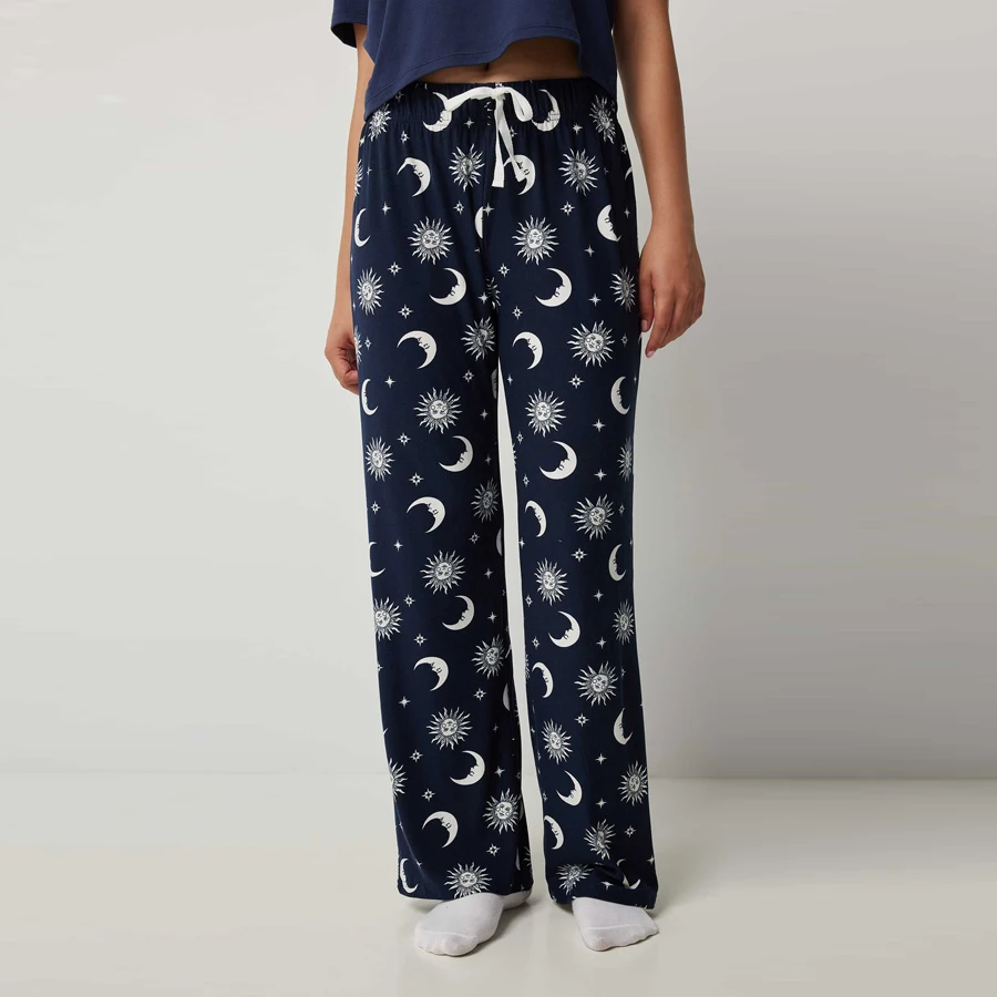 Pantalones de pijama con estampado completo de sol y luna para niños y adultos, trajes familiares a juego, ropa de descanso cómoda de secado rápido para verano