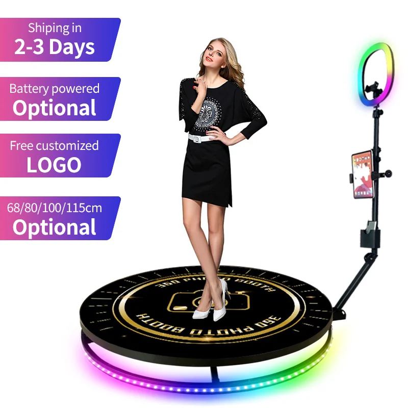 115cm 4-6 Peeple Intelligent Operation 360 Degree Slow Motion Photo Booth Photobooth Spin Machine Automatic With Honey Case