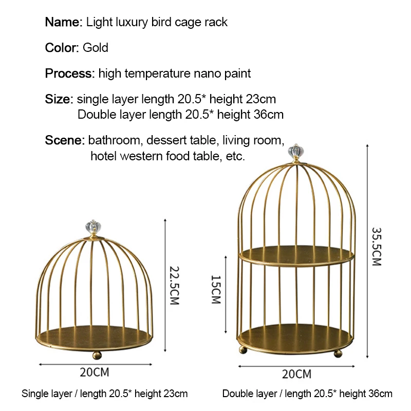 Metal Birdcage Cosmetic Storage Organizer Rack Shelf Nordic Gold Cake Cupcake Display Stand Holder Desktop Rack Holders Shelves