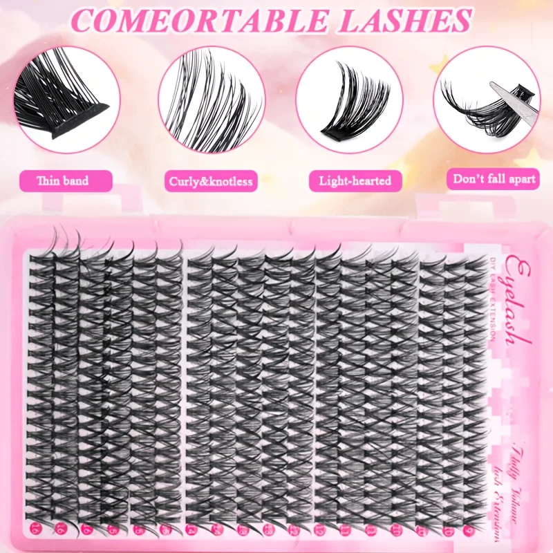 30D 40D Fluffy Wimpernbüschel-Set Einzelwimpern D-Curl 9-16mm Gemischte Länge Natürliches Volumen Wiederverwendbare Falsche Wimpern – Detail 5