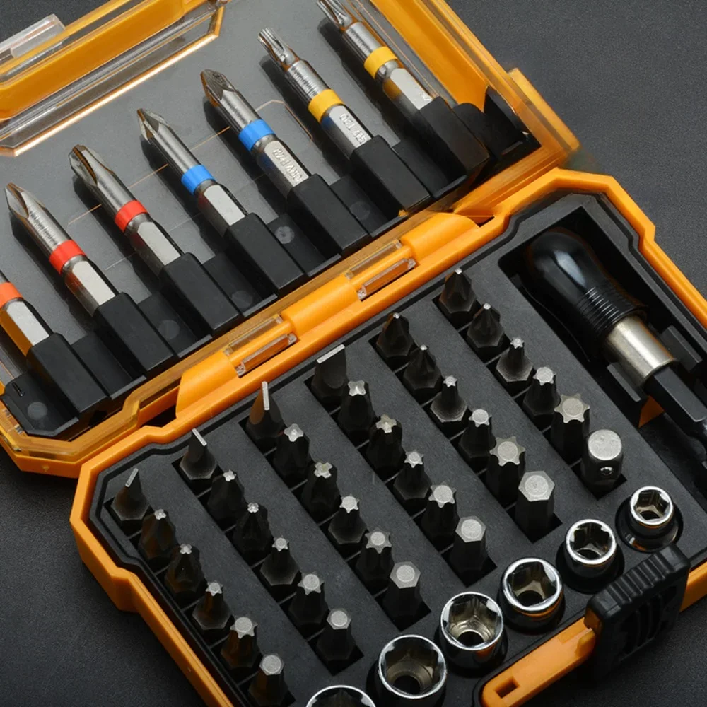 50-piece Set, Rainbow Batch Head Sleeve, Magic Box Screwdriver 6.3mm Strong Magnetic  Screwdriver , Household Tool Set