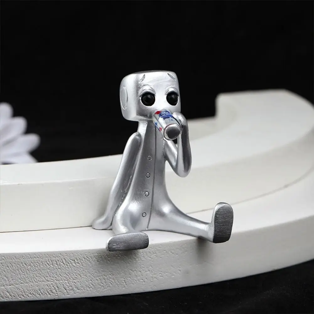 Your Anxiety Is a Lying Drinking Robot Statue Home Decor Sculpture Aliens Resin Craft Figurine Sitting Posture Creative